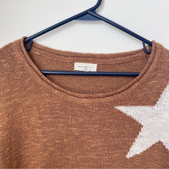 Promesa Pant and Top Set with Stars Brown Mocha Color Wide Leg Size Large - Picture 5 of 16